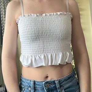 Forever 21 white ruched tube top